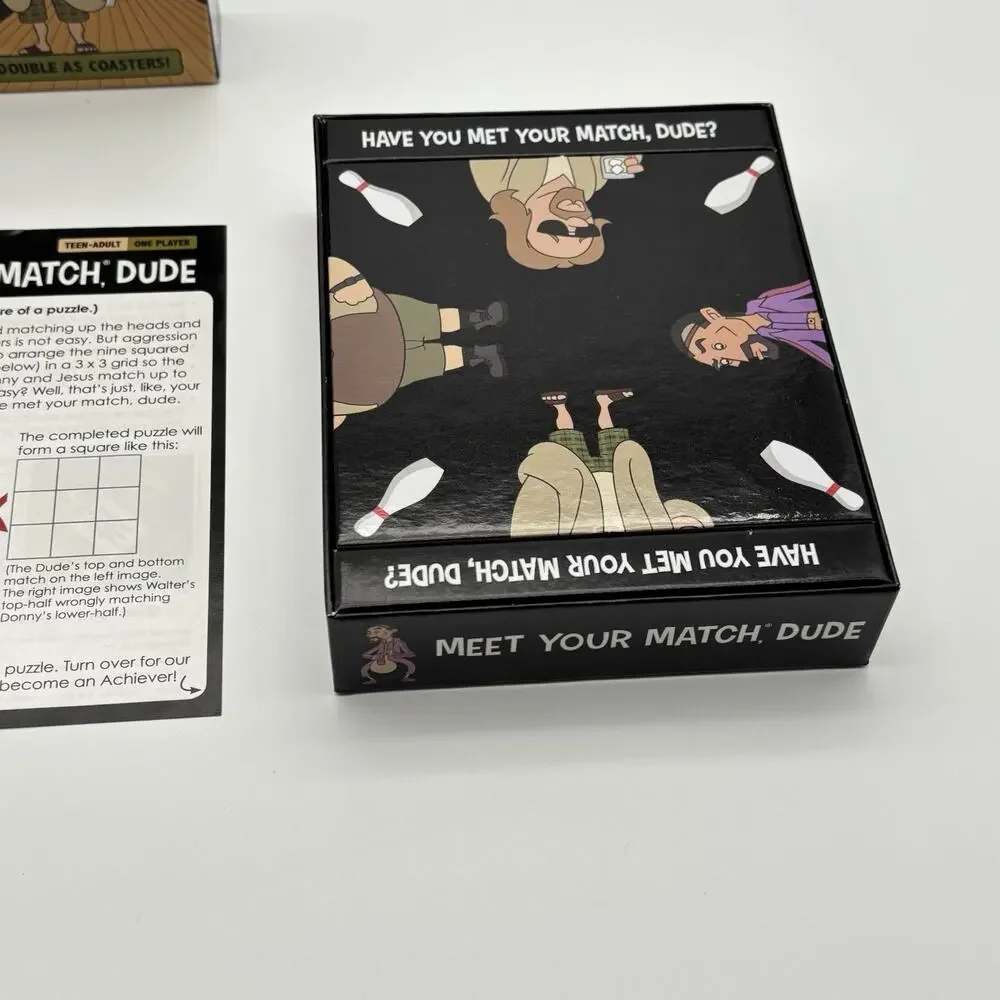 The Big Lebowski Meet Your Match Dude Puzzle Game Coasters Adult Complete.